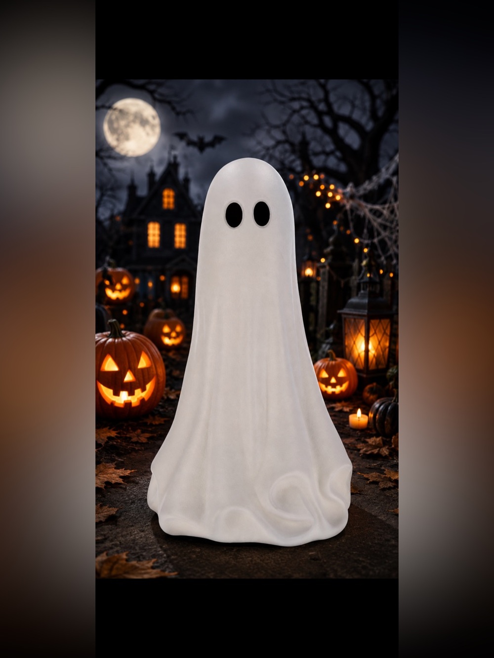 My Texas House Halloween Large Ghost Tabletop Decoration, Black and White, 22"